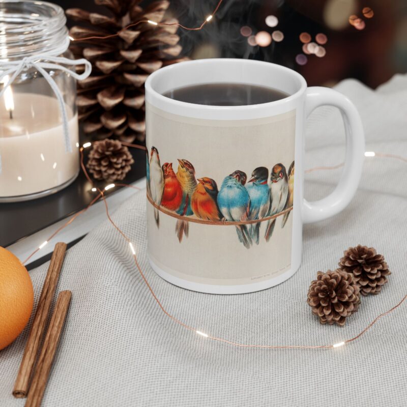 Perch of Birds Ceramic Mug, Vintage Illustration Artwork by Hector Giacomelli, 11oz, 15oz - Gift for Bird Lovers, Nature Enthusiasts, Coffee - Image 5