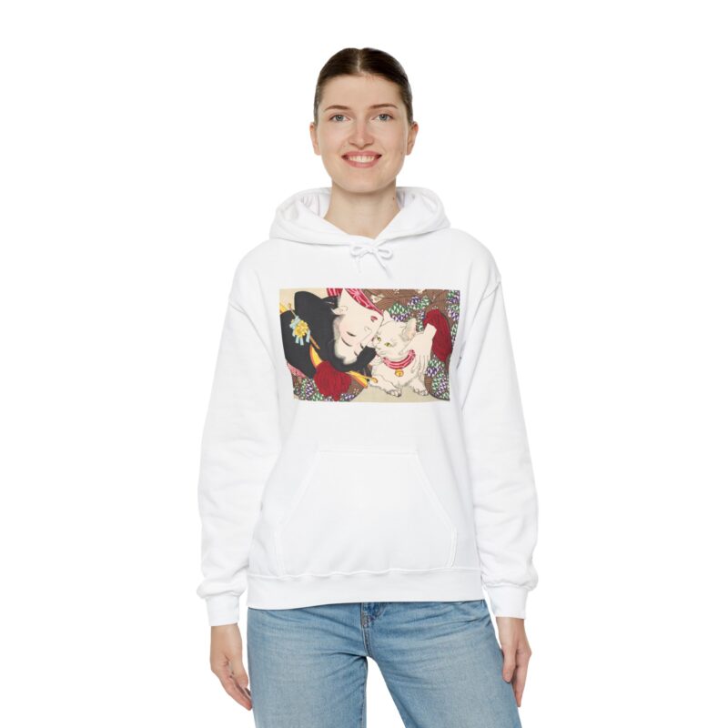 Japanese woman and cat art (1888), vintage illustration by Yoshitoshi Unisex Heavy Blend™ Hooded Sweatshirt - Image 21