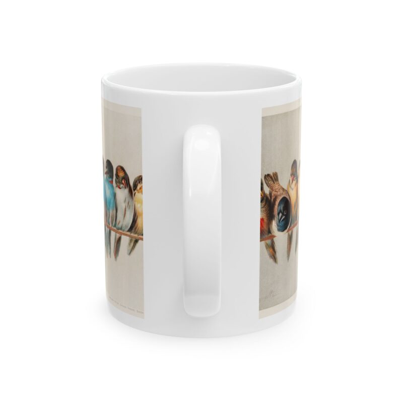 Perch of Birds Ceramic Mug, Vintage Illustration Artwork by Hector Giacomelli, 11oz, 15oz - Gift for Bird Lovers, Nature Enthusiasts, Coffee - Image 2