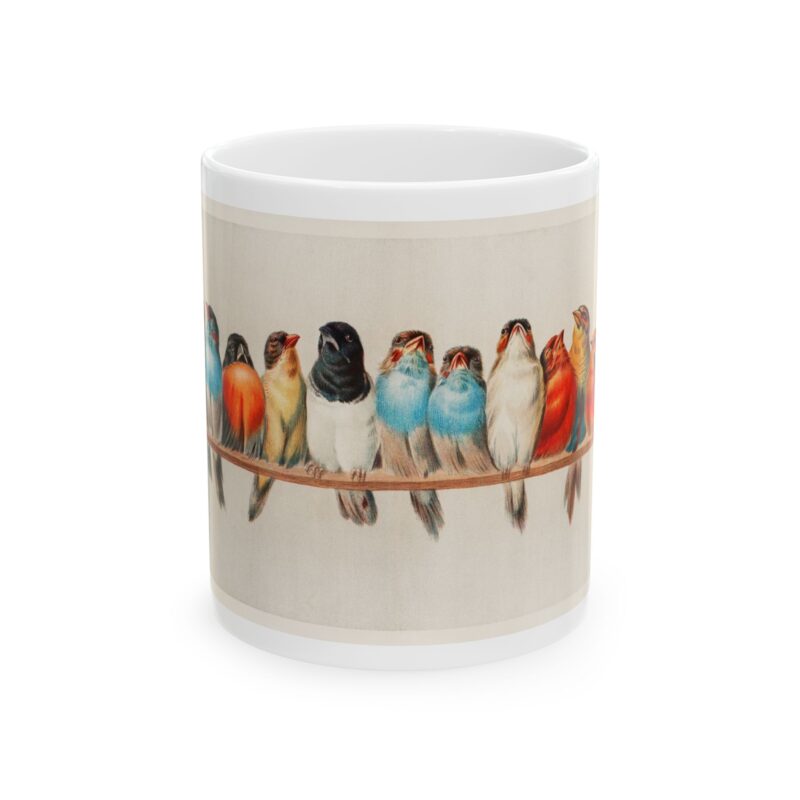 Perch of Birds Ceramic Mug, Vintage Illustration Artwork by Hector Giacomelli, 11oz, 15oz - Gift for Bird Lovers, Nature Enthusiasts, Coffee