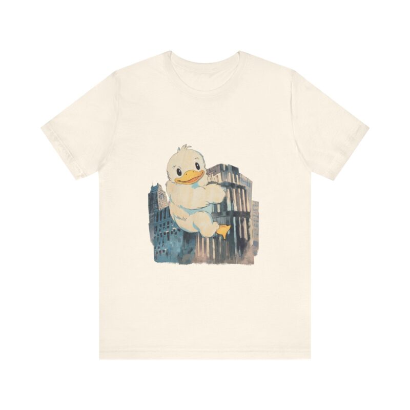 Duckzilla Unisex Tee, Cute Adorable Duckling Climbing Skyscrapers T-Shirt, Funny Animal Lover Shirt, Novelty Graphic Tee, Unique Gift for