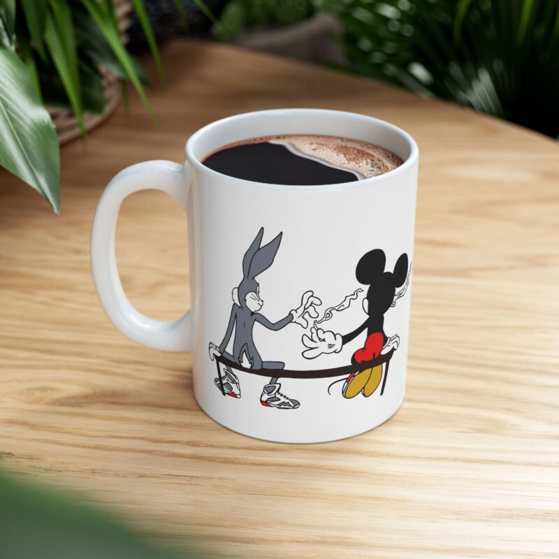 420 Bugs Bunny and Mickey Mouse sharing a blunt Ceramic Mug, (11oz, 15oz). Bugs and Mickey Smoking weed coffee mug. - Image 6