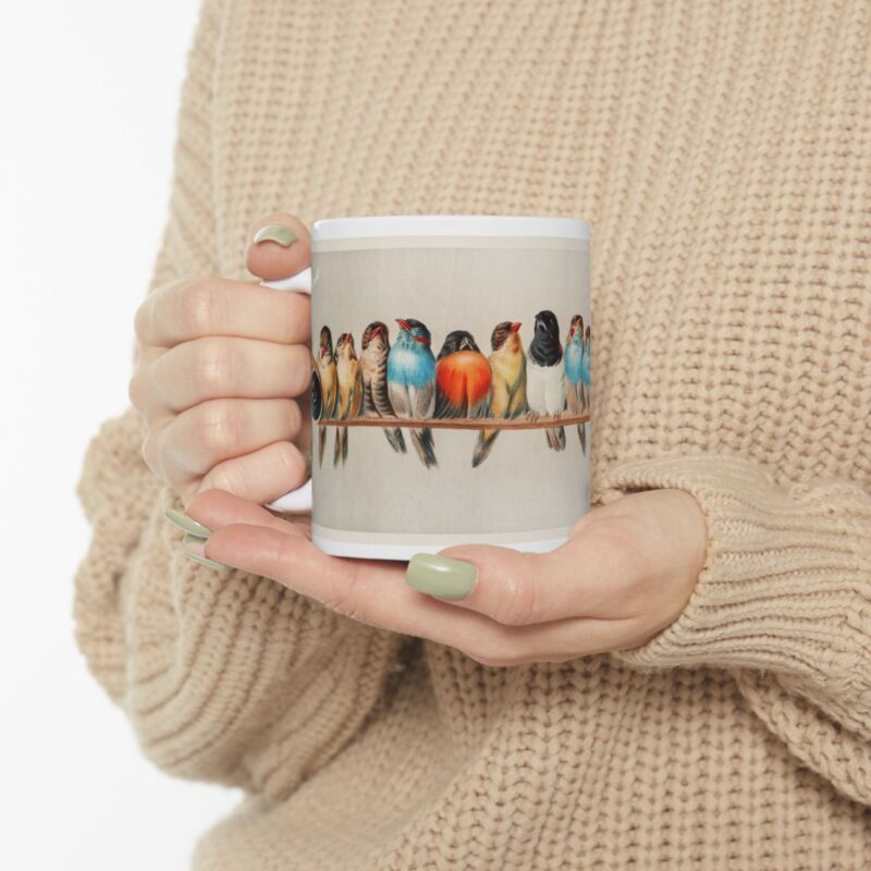 Perch of Birds Ceramic Mug, Vintage Illustration Artwork by Hector Giacomelli, 11oz, 15oz - Gift for Bird Lovers, Nature Enthusiasts, Coffee - Image 11