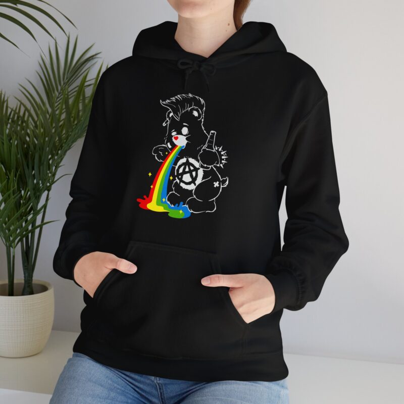 Vomiting Rainbows Anti-Care Bear Hoodie, Punk Rock Anarchist Sweatshirt, Unisex Grunge Care Bear Jumper, Emo Pullover, Riot Grrrl Top, - Image 13