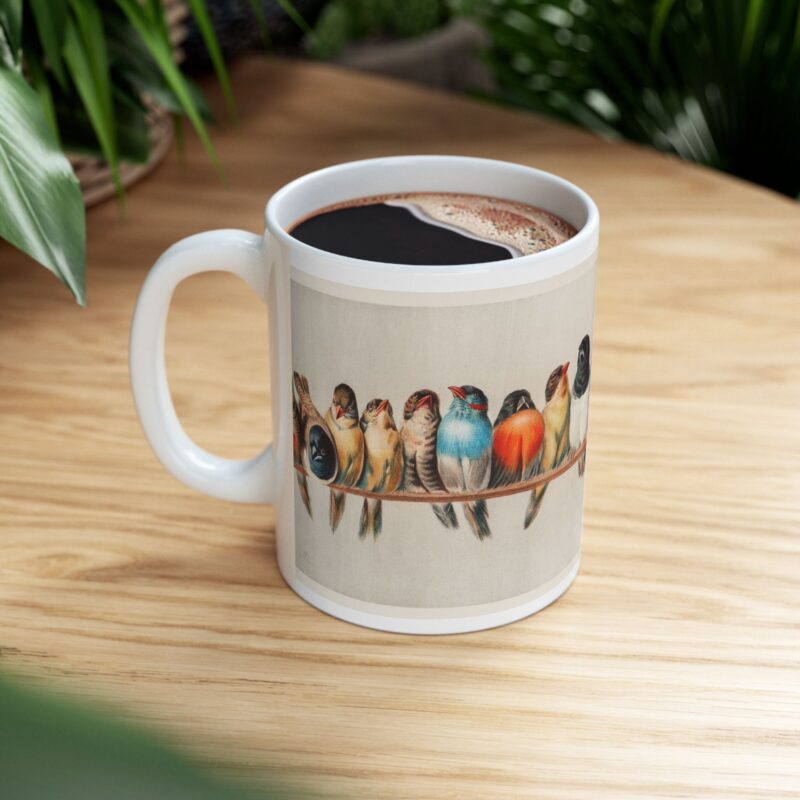Perch of Birds Ceramic Mug, Vintage Illustration Artwork by Hector Giacomelli, 11oz, 15oz - Gift for Bird Lovers, Nature Enthusiasts, Coffee - Image 9