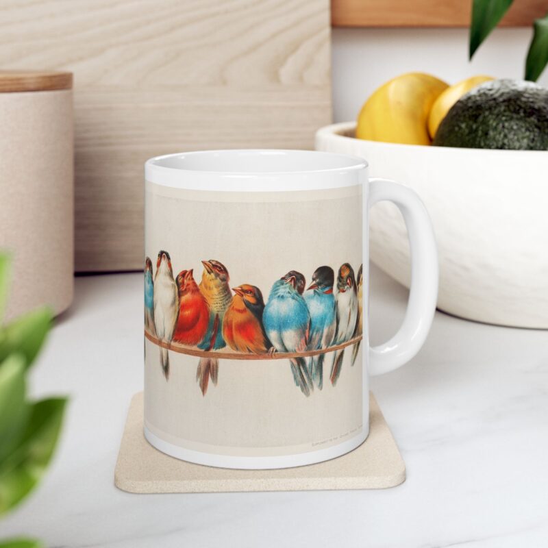 Perch of Birds Ceramic Mug, Vintage Illustration Artwork by Hector Giacomelli, 11oz, 15oz - Gift for Bird Lovers, Nature Enthusiasts, Coffee - Image 8