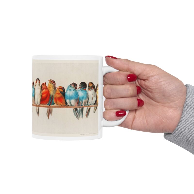 Perch of Birds Ceramic Mug, Vintage Illustration Artwork by Hector Giacomelli, 11oz, 15oz - Gift for Bird Lovers, Nature Enthusiasts, Coffee - Image 13