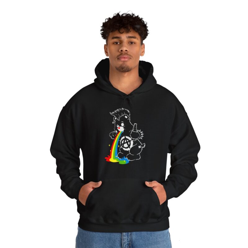 Vomiting Rainbows Anti-Care Bear Hoodie, Punk Rock Anarchist Sweatshirt, Unisex Grunge Care Bear Jumper, Emo Pullover, Riot Grrrl Top, - Image 7