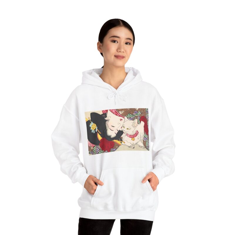 Japanese woman and cat art (1888), vintage illustration by Yoshitoshi Unisex Heavy Blend™ Hooded Sweatshirt - Image 19