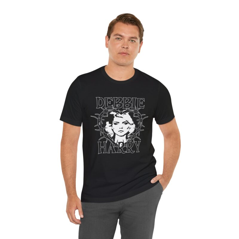 Debbie Harry Unisex Jersey T-Shirt Blondie Bella and Canva T-Shirt. Debbie Harry White Illustration Tee. - Image 7