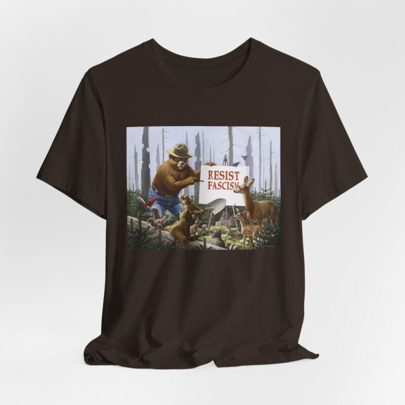 Funny Smokey The Bear Resist Fascism Tee - Image 3