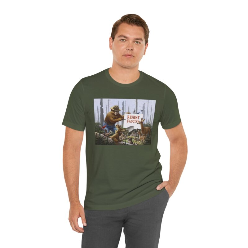 Funny Smokey The Bear Resist Fascism Tee - Image 7
