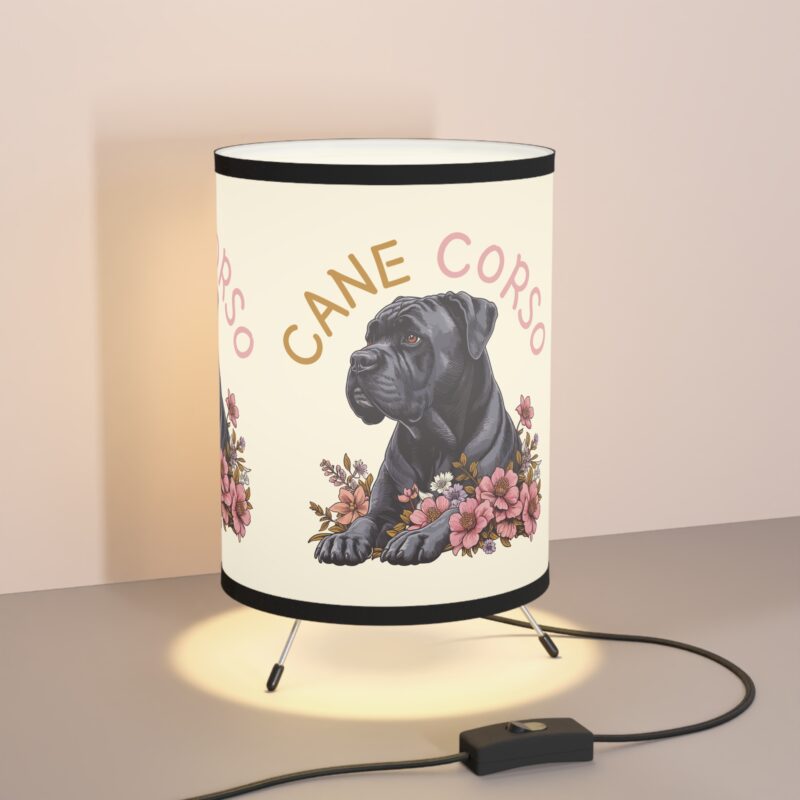 Beautiful Cane Corso Tripod Lamp with High-Res Printed Shade, USCA plug