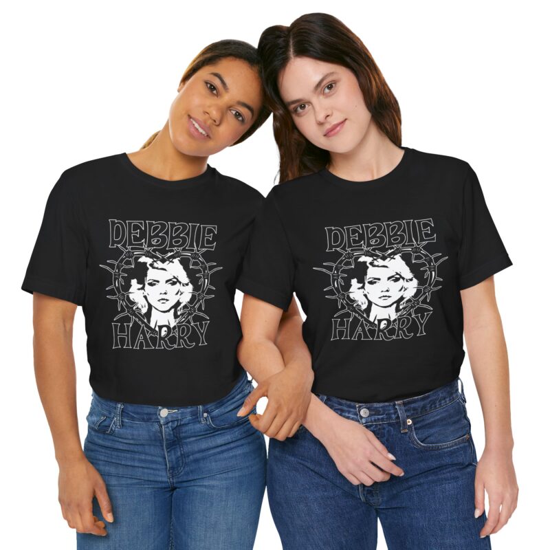 Debbie Harry Unisex Jersey T-Shirt Blondie Bella and Canva T-Shirt. Debbie Harry White Illustration Tee. - Image 6