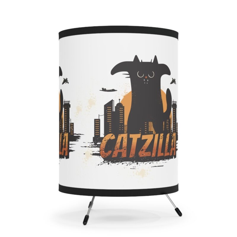 Tripod Lamp - Black Catzilla High-Res Printed Shade, USCA Plug - Image 5