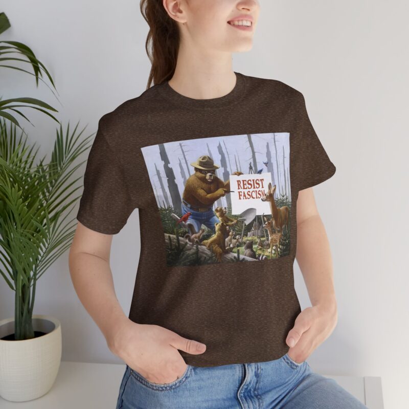 Funny Smokey The Bear Resist Fascism Tee - Image 5