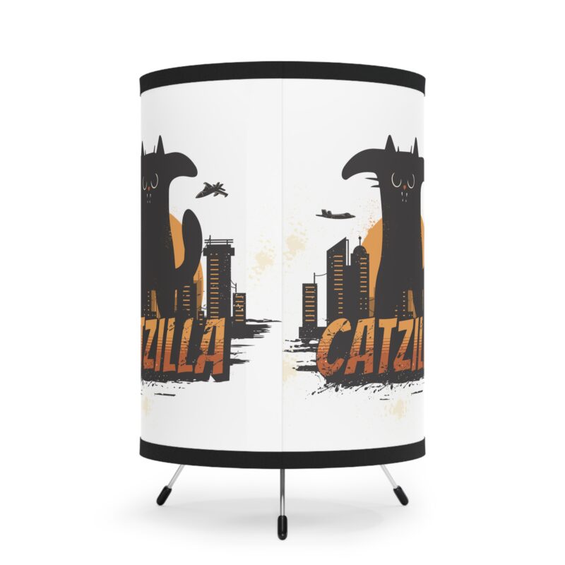 Tripod Lamp - Black Catzilla High-Res Printed Shade, USCA Plug - Image 4