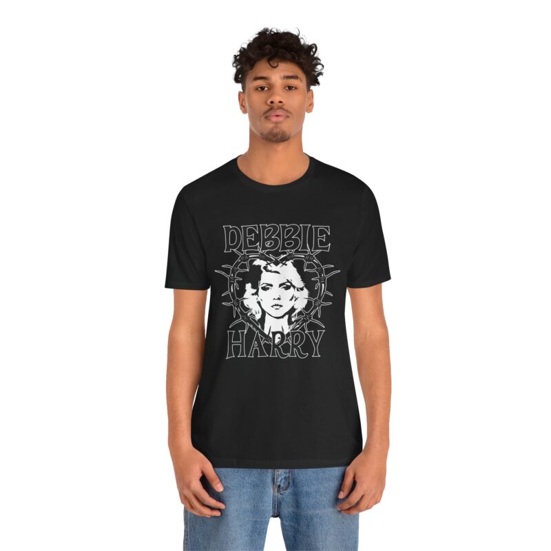 Debbie Harry Unisex Jersey T-Shirt Blondie Bella and Canva T-Shirt. Debbie Harry White Illustration Tee. - Image 3