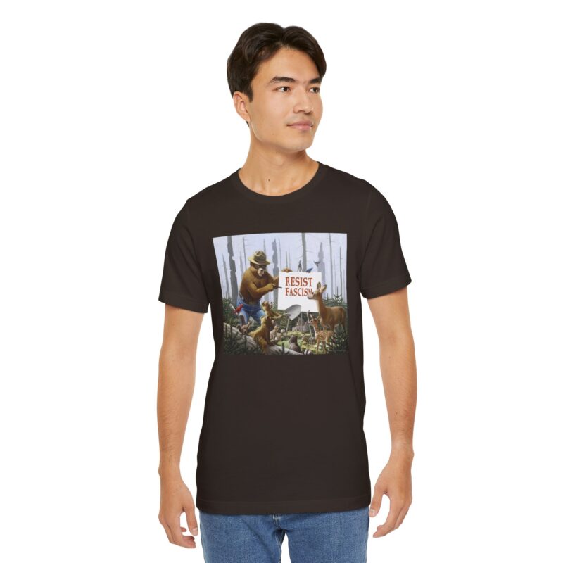 Funny Smokey The Bear Resist Fascism Tee - Image 4