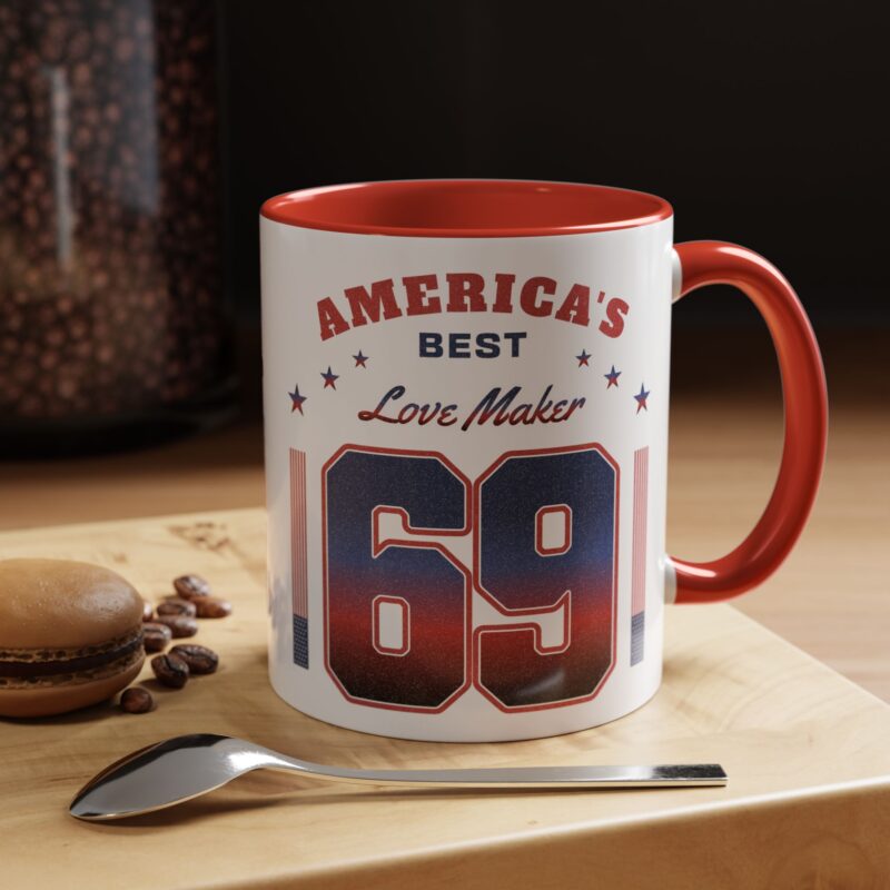 Funny America's Best Love Maker Accent Coffee Mug (11, 15oz). 69 Humor Coffee Mug, Sexy Gift Ideas. Sexy Coffee Mug.