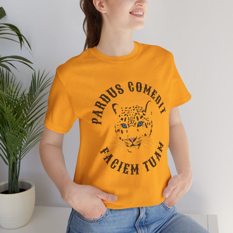 Pardus Comedit Faciem Tuam Short Sleeve Tee, Leopard Tee, Latin Text The leopard has eaten your face t-shirt, Unisex Jersey Shirt, Leopard - Image 8