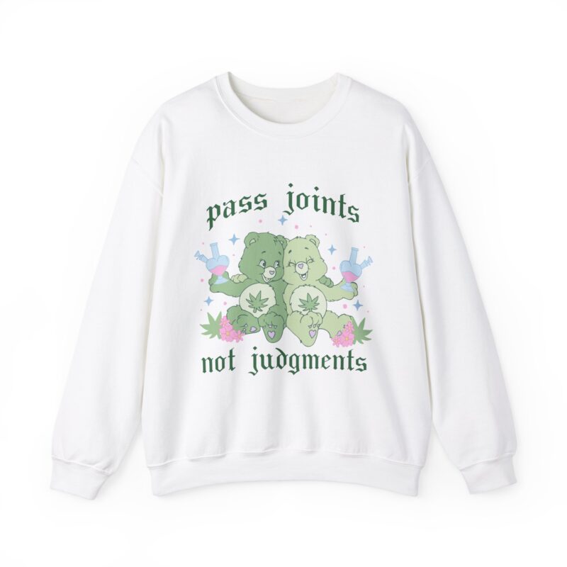 Funny 420 Care Bears Unisex Sweatshirt, Pass Joints Not Judgements Cartoon Sweater, Cannabis Crewneck Pullover, Gift for Stoner, 420 Apparel