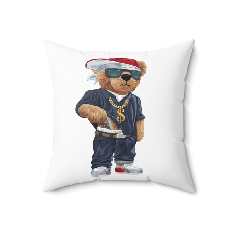 Capped and Strapped Teddy Bear Graphic Square Pillow – Hip Hop Style Decorative Cushion for Trendy Homes - Image 10