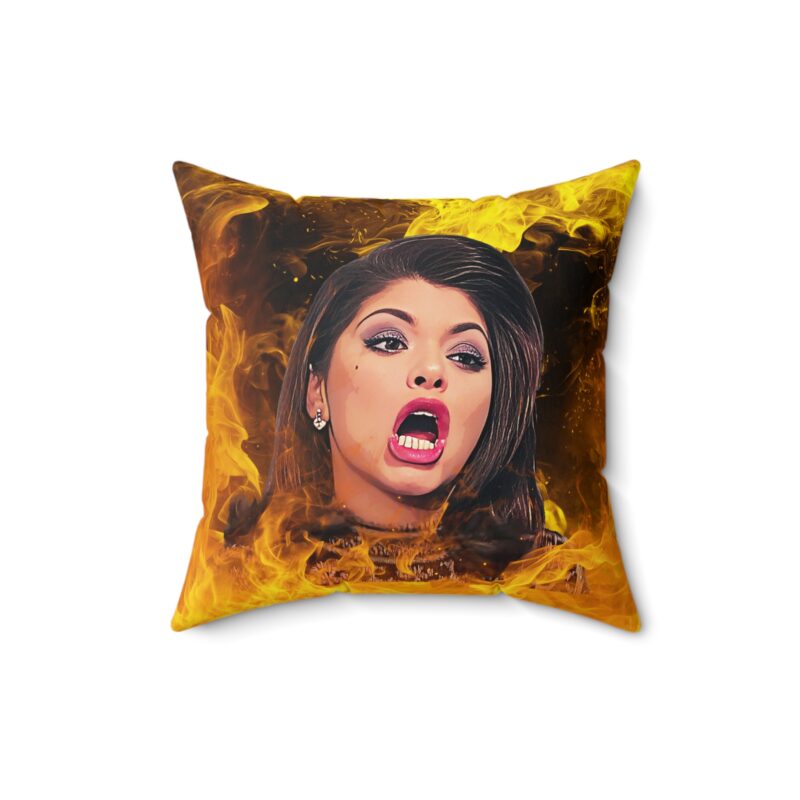 Soraya Montenegro Fire Pillow, Mexican Telenovela Home Decor, María la del Barrio Gift, Dark Humor Cushion, Spun Polyester Square - Image 4