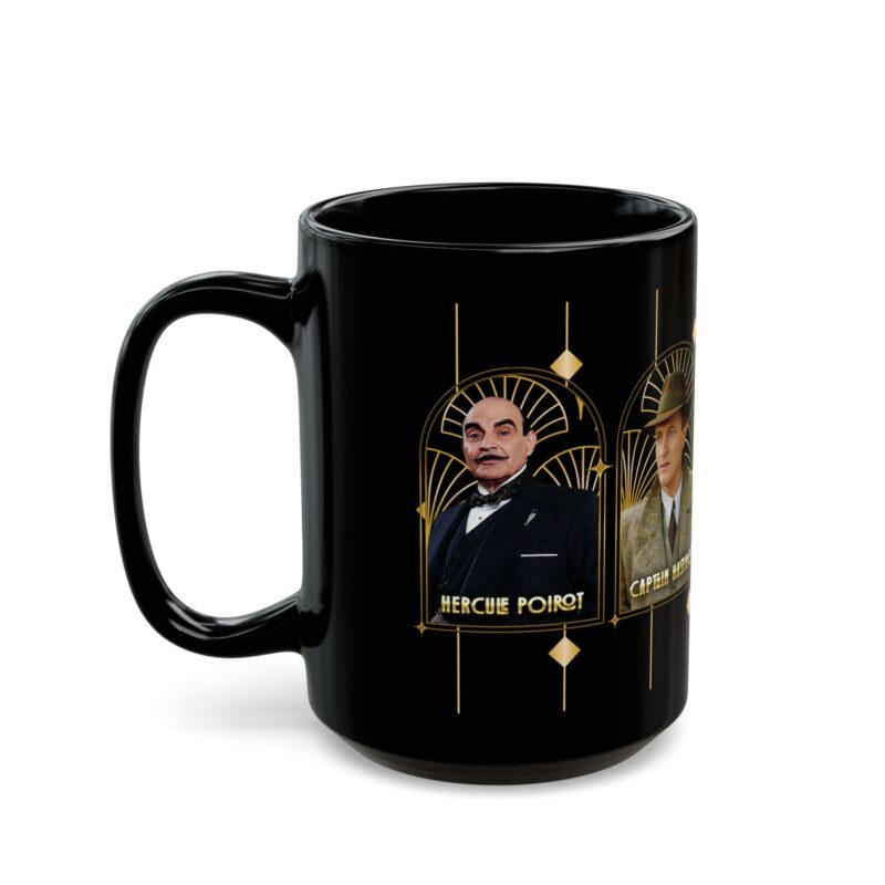 Poirot Art Deco Black Mug, Limited Edition, Hercule Poirot, Felicity Lemon, Captain Hastings, Inspector Japp, 11oz, 15oz, Coffee Cup, Tea - Image 7