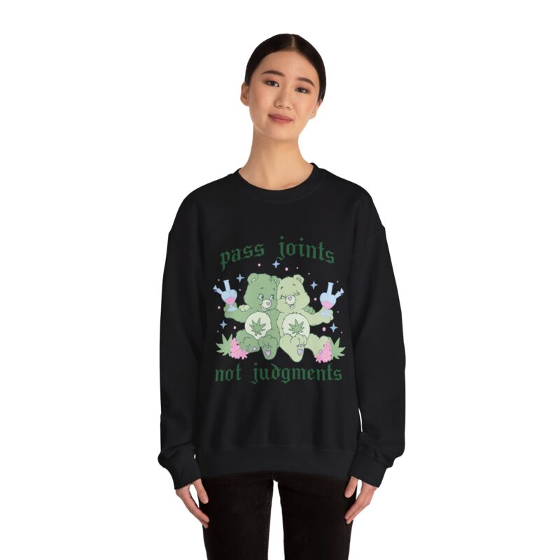 Funny 420 Care Bears Unisex Sweatshirt, Pass Joints Not Judgements Cartoon Sweater, Cannabis Crewneck Pullover, Gift for Stoner, 420 Apparel - Image 8