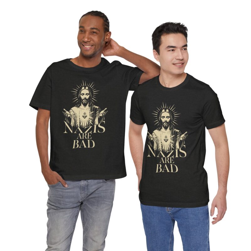 Christian Anti-Nazi Unisex Tee, Jesus is LOVE T-shirt, Nazis are bad Shirt, Anti-Nazi Gift Idea, Jesus Christ Top, Short Sleeve, Religious - Image 5