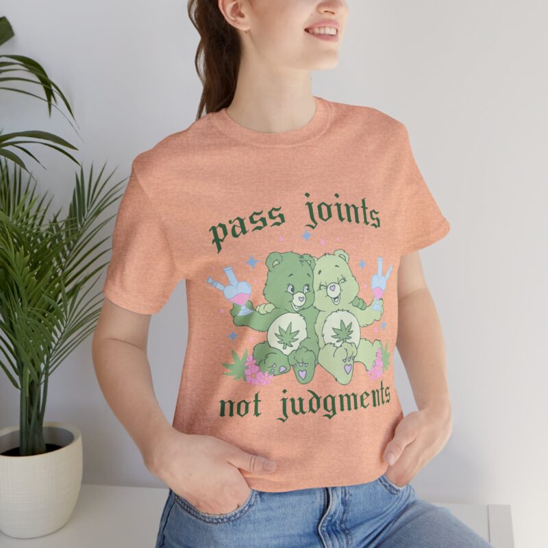 Funny 420 Care Bears Cannabis Cartoon Unisex Tee, Pass Joints Not Judgements T-Shirt, Marijuana Lover Gift, Humorous Weed Shirt, Pot Smoker - Image 5