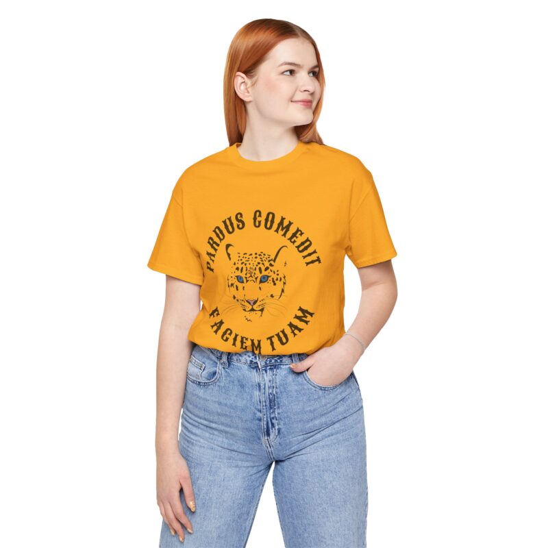 Pardus Comedit Faciem Tuam Short Sleeve Tee, Leopard Tee, Latin Text The leopard has eaten your face t-shirt, Unisex Jersey Shirt, Leopard - Image 7
