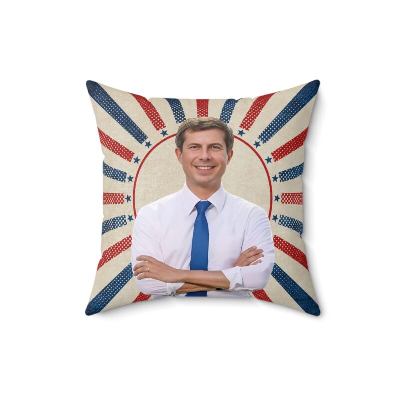 Pete Buttigieg Patriotic Square Pillow - Mayor Pete Home Decor Throw Pillow, Gift Ideas Democrats, Political Pillow, American Flag Gift - Image 4