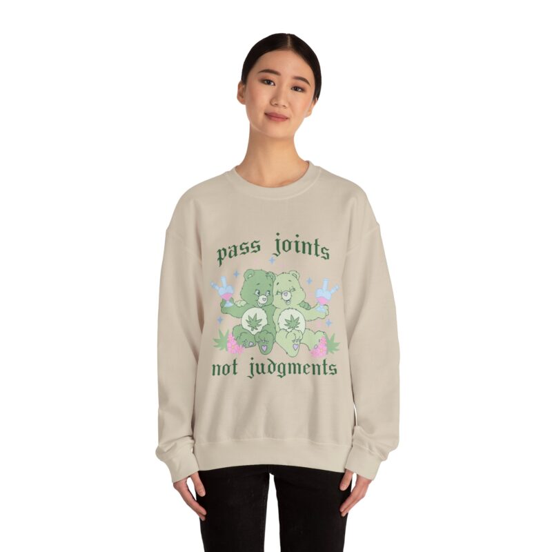 Funny 420 Care Bears Unisex Sweatshirt, Pass Joints Not Judgements Cartoon Sweater, Cannabis Crewneck Pullover, Gift for Stoner, 420 Apparel - Image 12