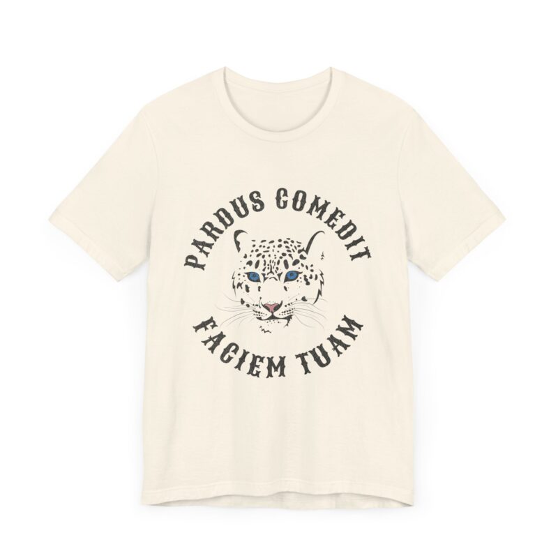 Pardus Comedit Faciem Tuam Short Sleeve Tee, Leopard Tee, Latin Text The leopard has eaten your face t-shirt, Unisex Jersey Shirt, Leopard - Image 5