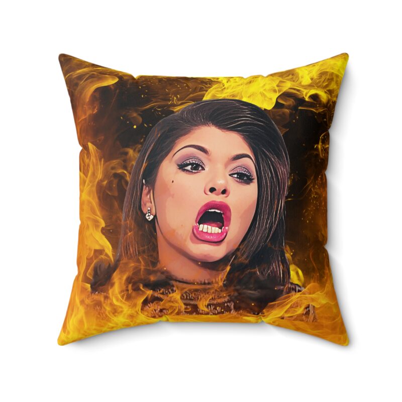 Soraya Montenegro Fire Pillow, Mexican Telenovela Home Decor, María la del Barrio Gift, Dark Humor Cushion, Spun Polyester Square - Image 10