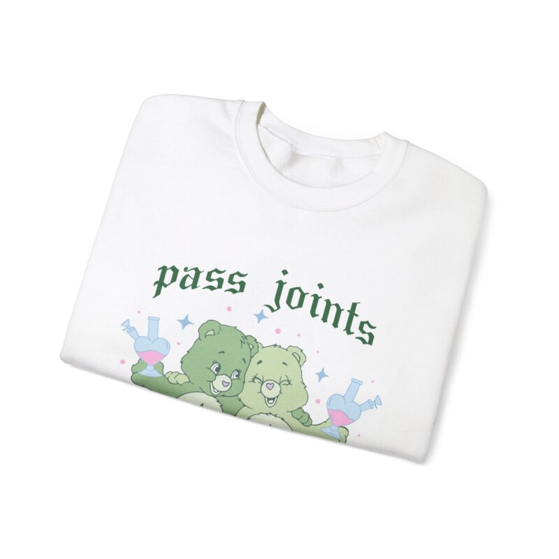 Funny 420 Care Bears Unisex Sweatshirt, Pass Joints Not Judgements Cartoon Sweater, Cannabis Crewneck Pullover, Gift for Stoner, 420 Apparel - Image 3