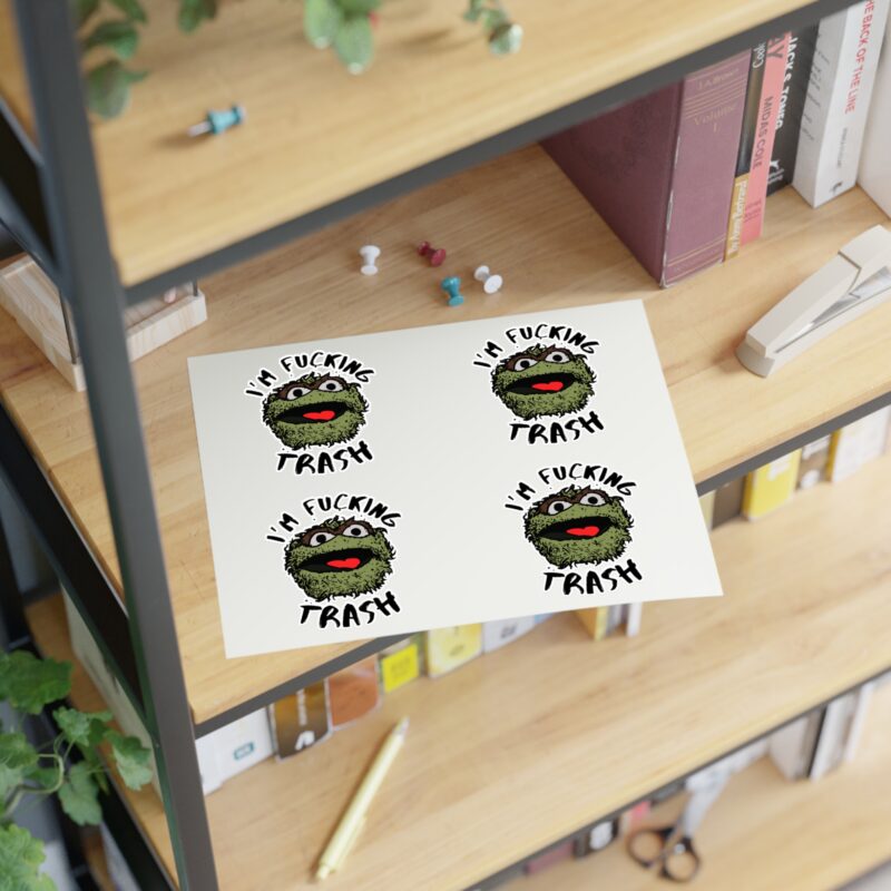 I'm Fucking Trash , Funny Oscar The Grouch Die-Cut Stickers. Sesame Street Sticker Sticker Sheets. - Image 6