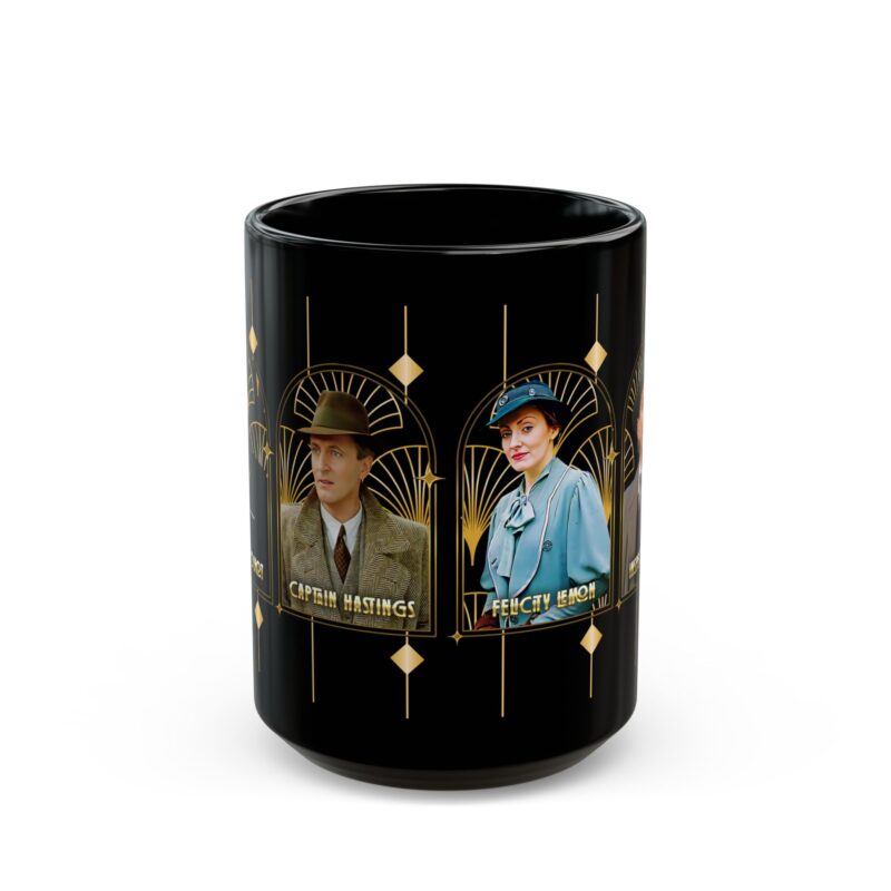 Poirot Art Deco Black Mug, Limited Edition, Hercule Poirot, Felicity Lemon, Captain Hastings, Inspector Japp, 11oz, 15oz, Coffee Cup, Tea - Image 5
