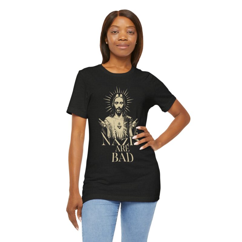 Christian Anti-Nazi Unisex Tee, Jesus is LOVE T-shirt, Nazis are bad Shirt, Anti-Nazi Gift Idea, Jesus Christ Top, Short Sleeve, Religious - Image 6