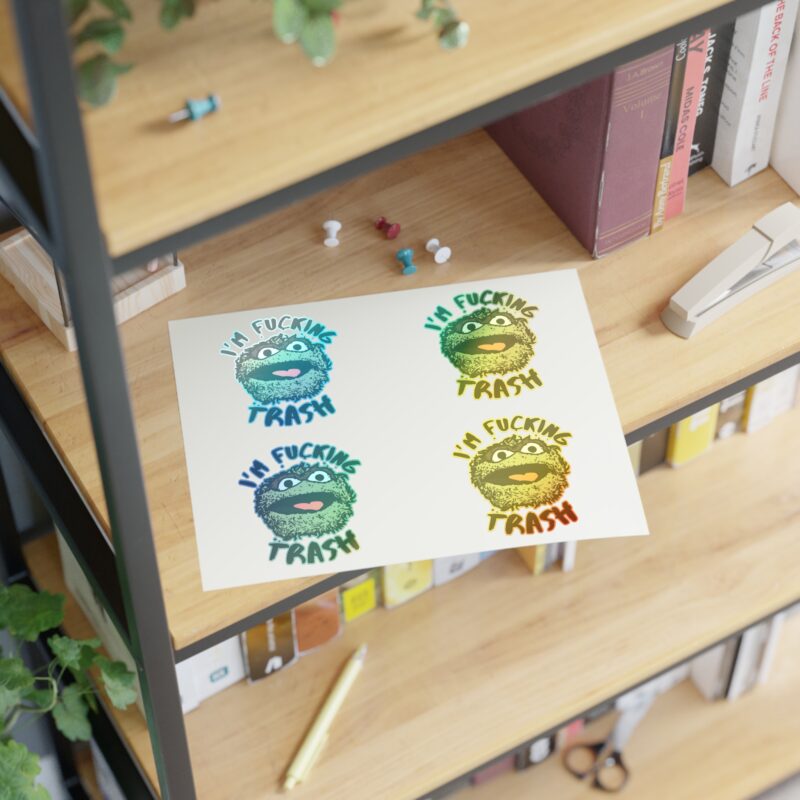 I'm Fucking Trash , Funny Oscar The Grouch Die-Cut Stickers. Sesame Street Sticker Sticker Sheets. - Image 22