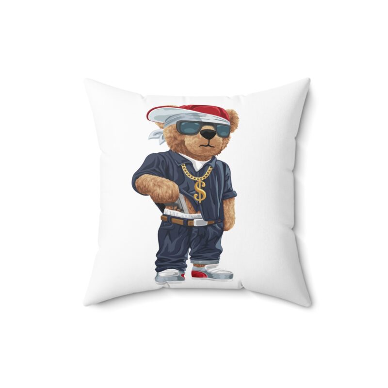 Capped and Strapped Teddy Bear Graphic Square Pillow – Hip Hop Style Decorative Cushion for Trendy Homes - Image 7