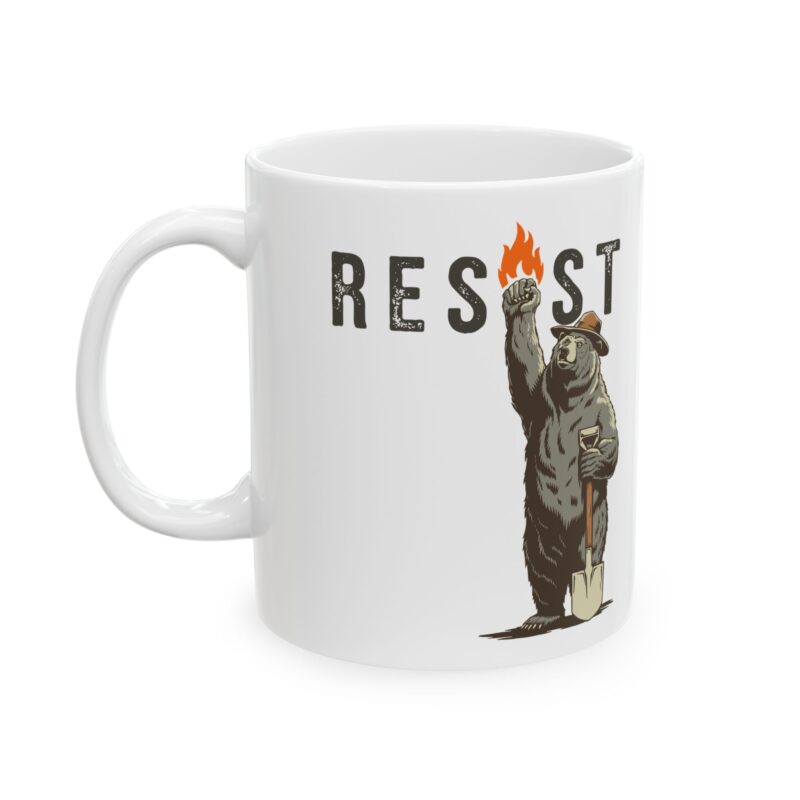 Funny Smokey The Bear Resist Protest 11 oz, 15 oz Coffee Mug - Image 3